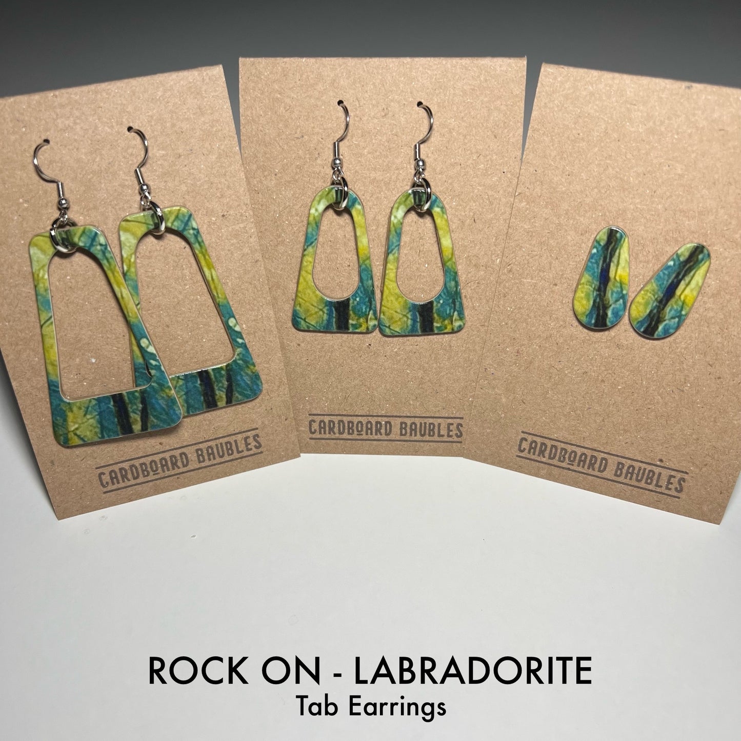 ROCK ON - LABRODITE - Tab Cardboard Baubles Earrings