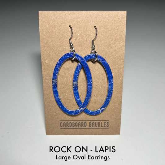 ROCK ON - LAPIS - Oval Cardboard Baubles Earrings