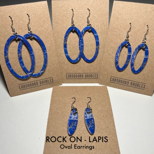 ROCK ON - LAPIS - Oval Cardboard Baubles Earrings