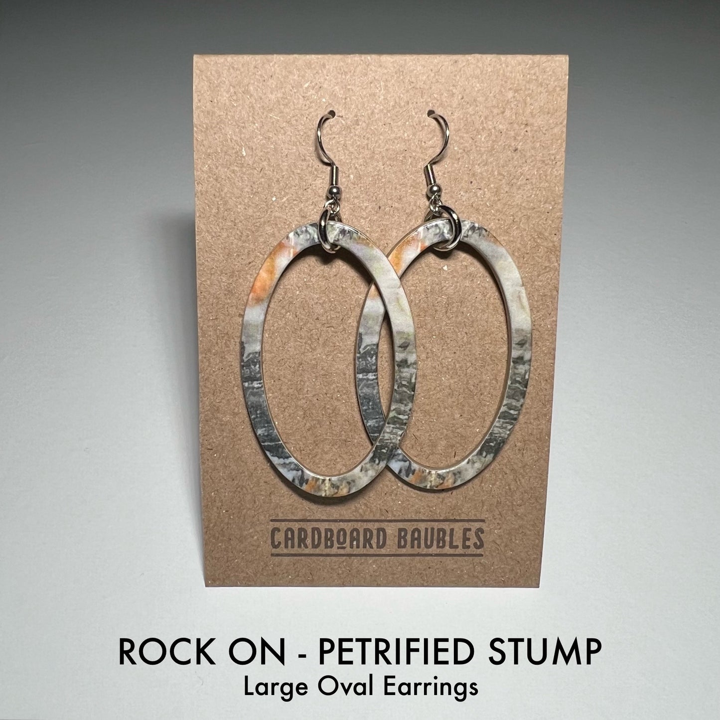 ROCK ON - PETRIFIED STUMP - Oval Cardboard Baubles Earrings