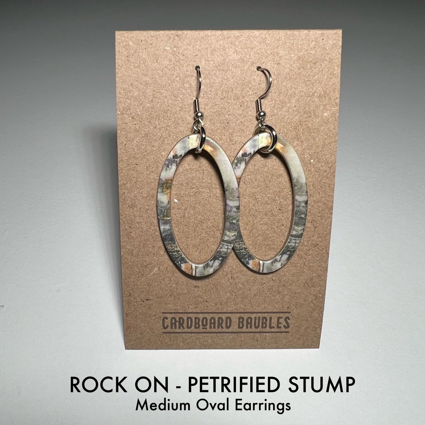 ROCK ON - PETRIFIED STUMP - Oval Cardboard Baubles Earrings