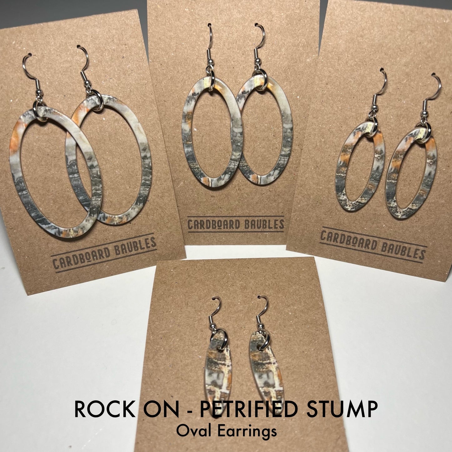 ROCK ON - PETRIFIED STUMP - Oval Cardboard Baubles Earrings