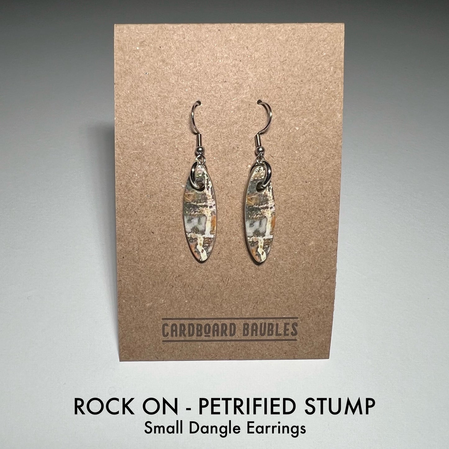 ROCK ON - PETRIFIED STUMP - Oval Cardboard Baubles Earrings