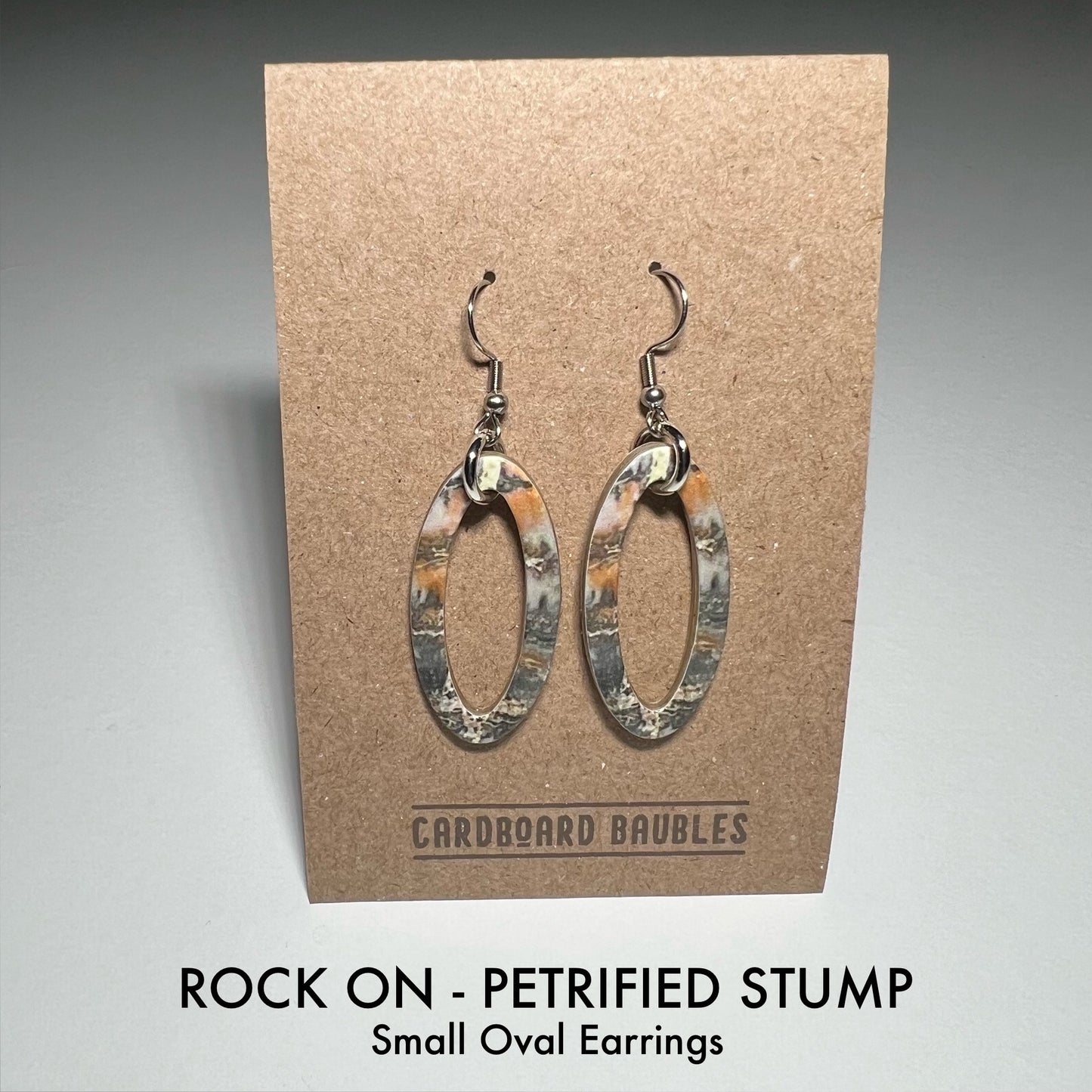 ROCK ON - PETRIFIED STUMP - Oval Cardboard Baubles Earrings