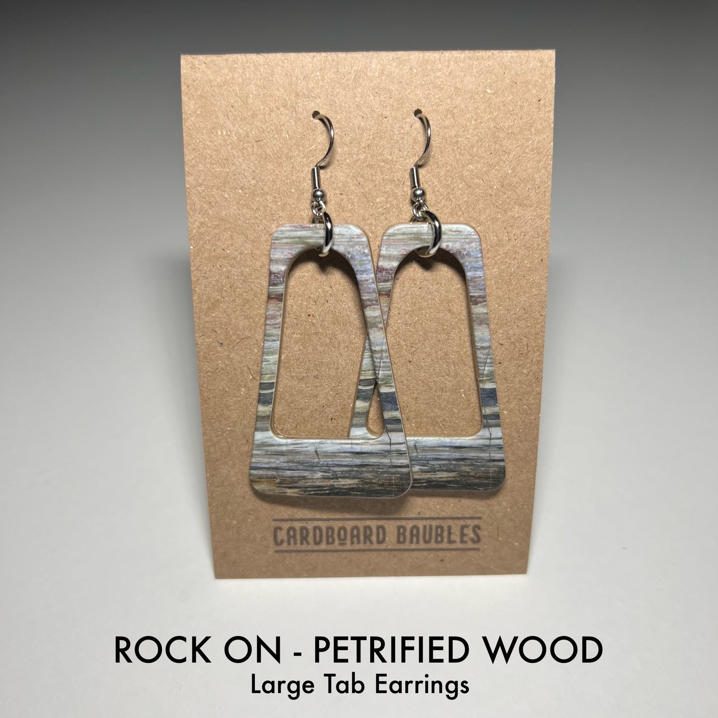 ROCK ON - PETRIFIED WOOD - Tab Cardboard Baubles Earrings
