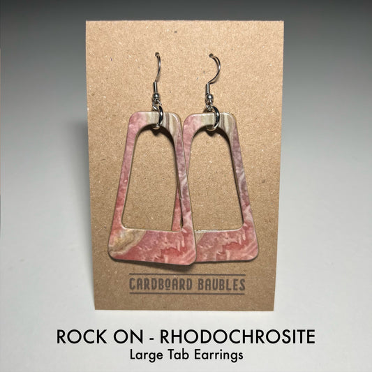 ROCK ON - RHODOCHROSITE - Tab Cardboard Baubles Earrings