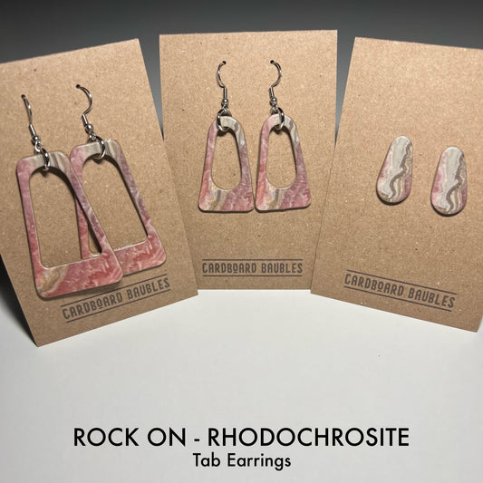 ROCK ON - RHODOCHROSITE - Tab Cardboard Baubles Earrings