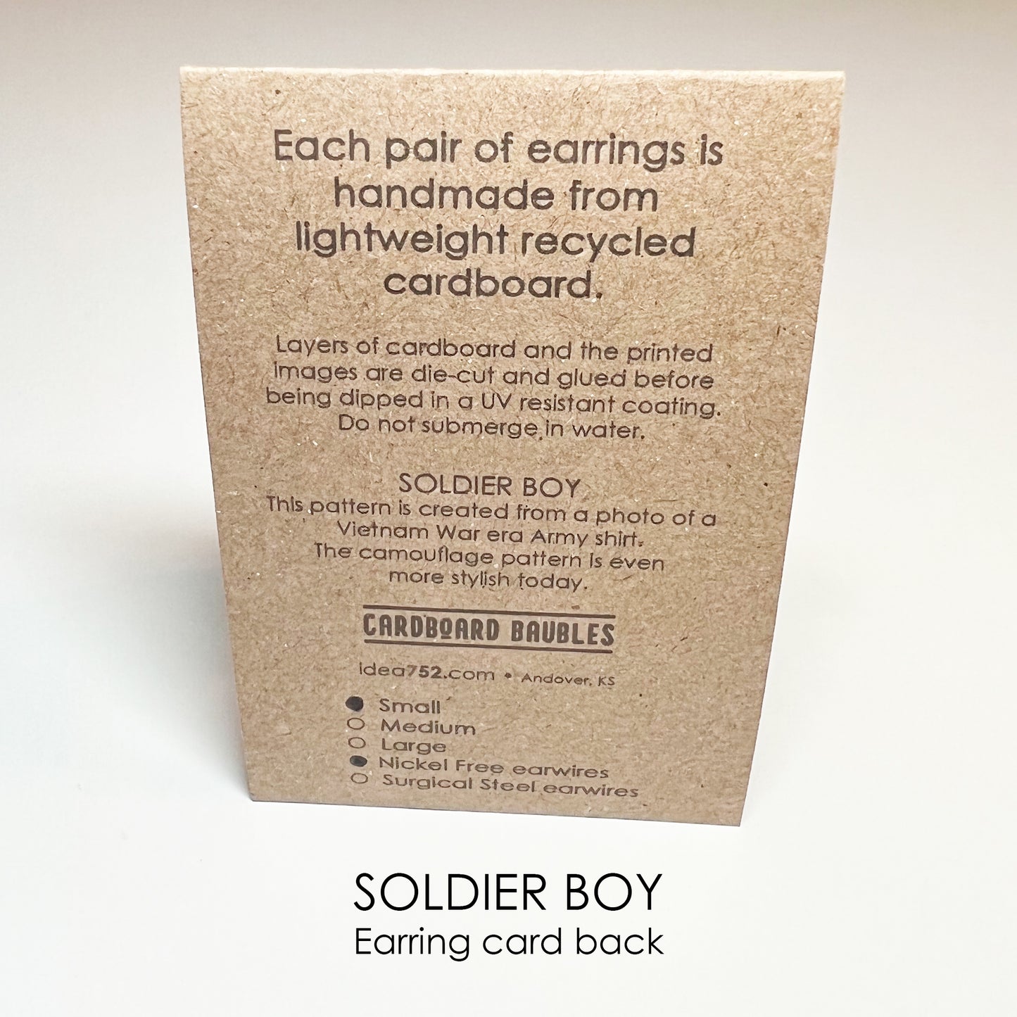 SOLDIER BOY - Oval Cardboard Baubles Earrings