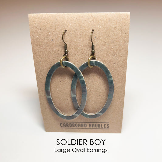 SOLDIER BOY - Oval Cardboard Baubles Earrings