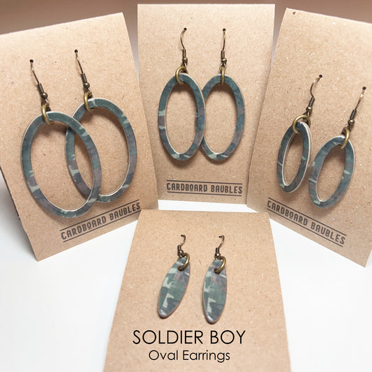 SOLDIER BOY - Oval Cardboard Baubles Earrings