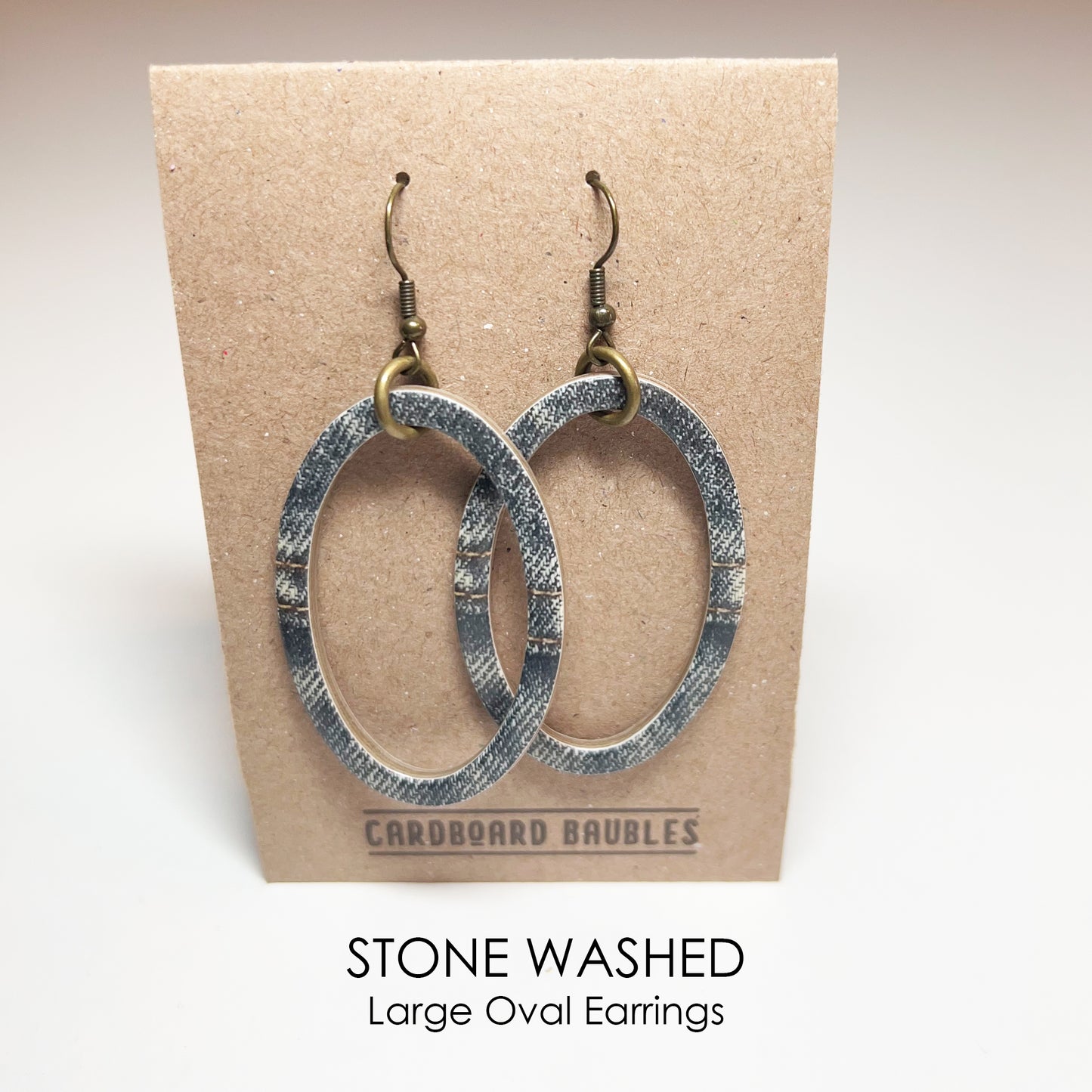 STONE WASHED - Oval Cardboard Baubles Earrings