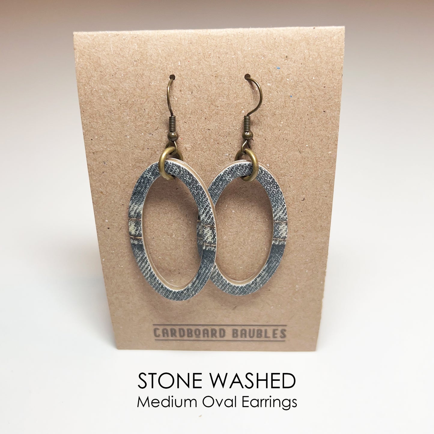 STONE WASHED - Oval Cardboard Baubles Earrings