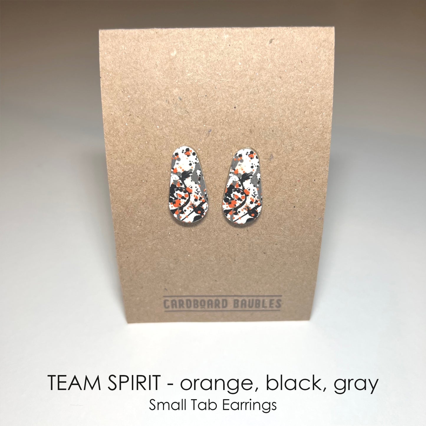 TEAM SPIRIT - orange, black, gray - Tab Cardboard Baubles Earrings