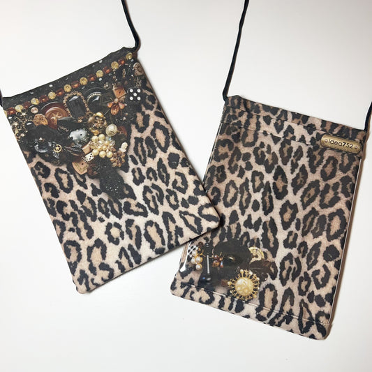AUDREY- Handmade purse with leopard print theme