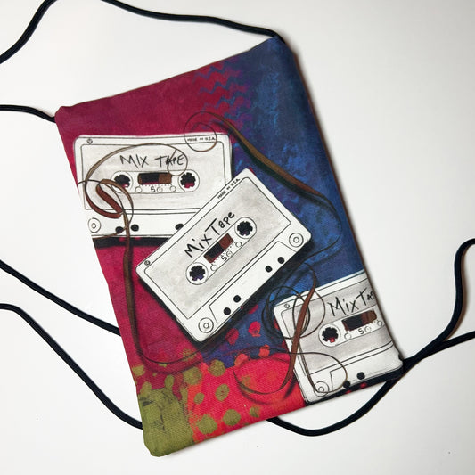 GLORIA - Handmade purse with retro cassette tape theme