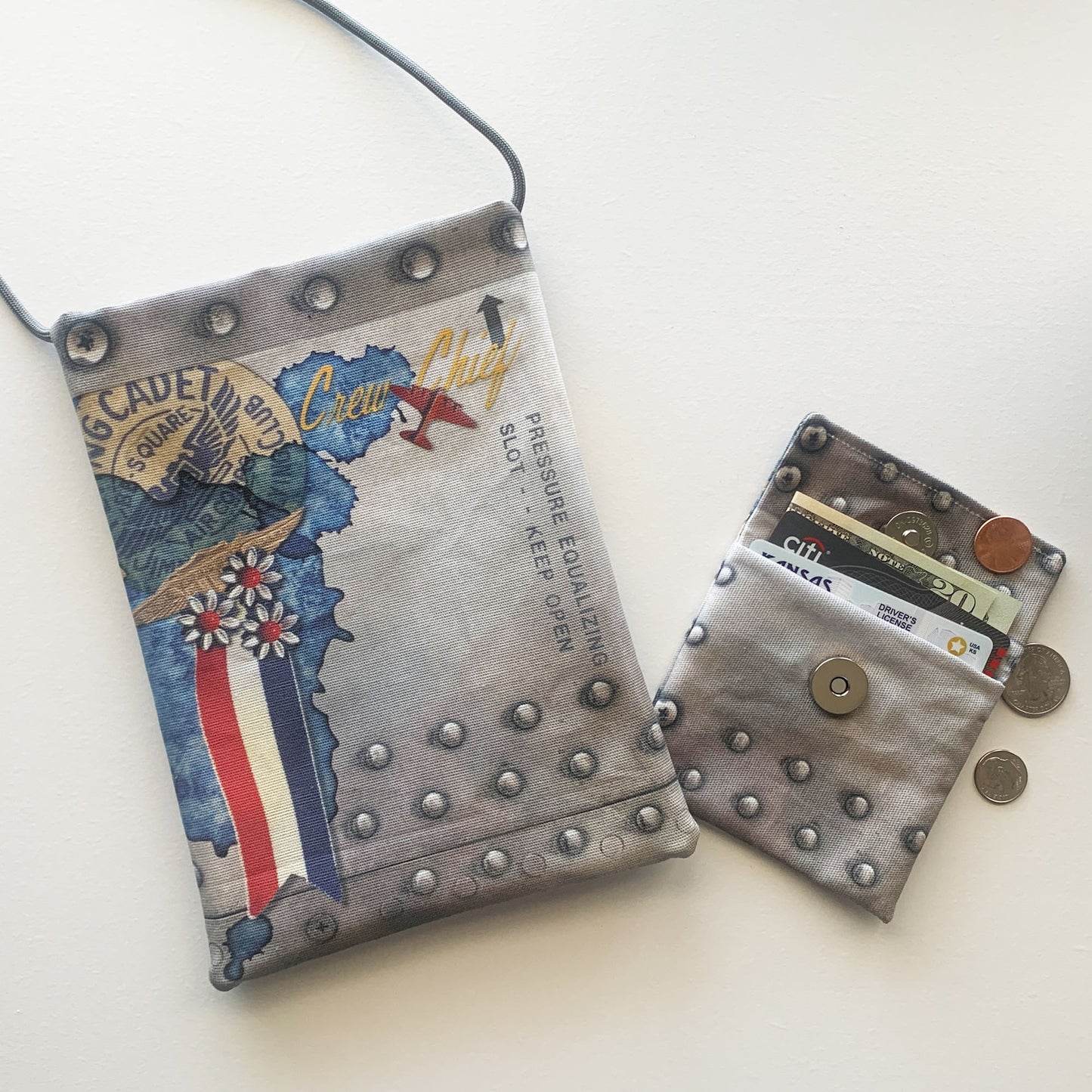 RUBY - Handmade purse with airplane / Rosie riveter theme
