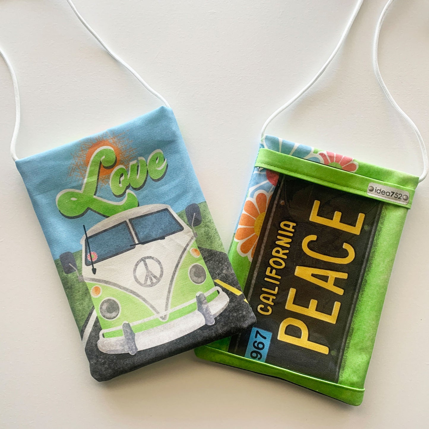 SERENA - Handmade purse with hippie bus VW van theme